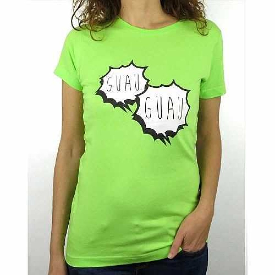 Otros Animales Thepetlover Moda Y Complementos | Camiseta Mujer "Guau, Guau" Color Verde