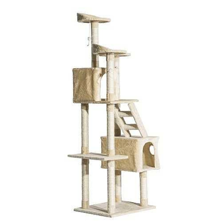 Gatos PawHut Rascadores | Rascador Pawhut Para Gatos Con Rbol Y Poste Color Beige