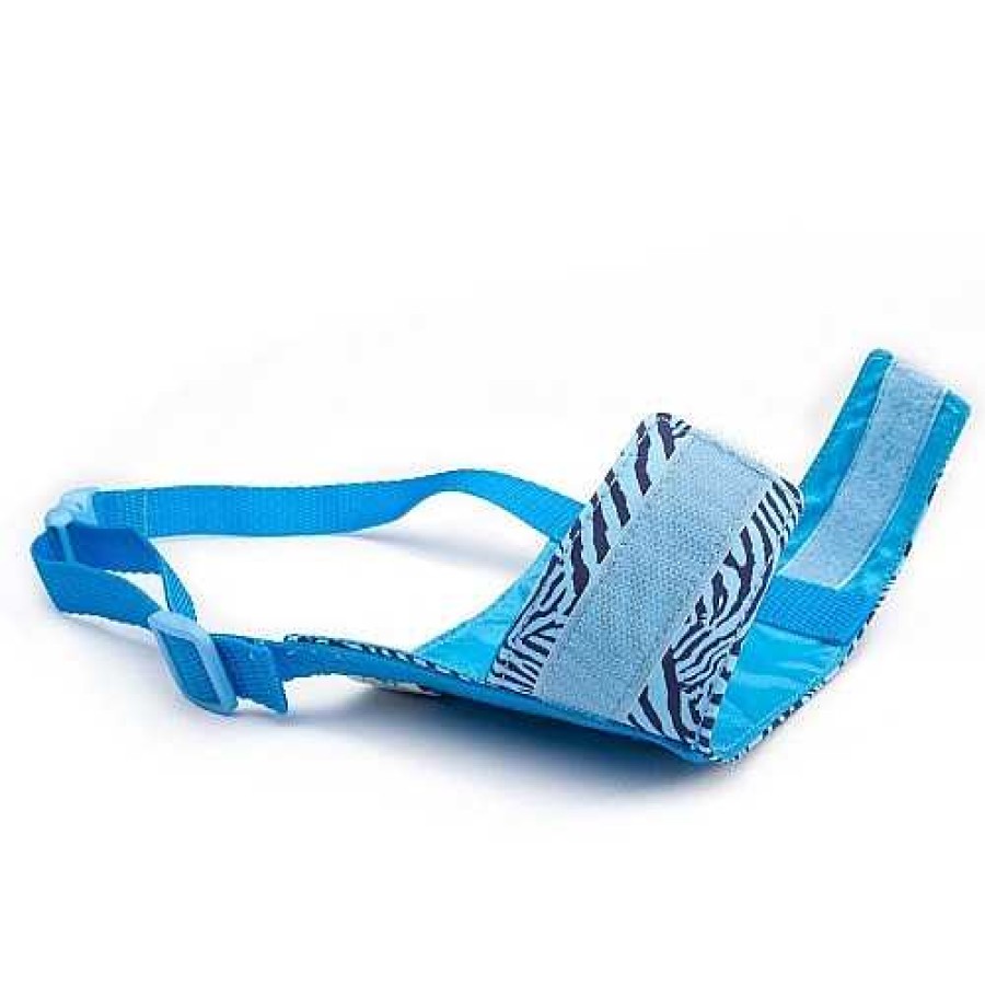 Perros Pamppy Bozales | Bozal Pamppy Con Velcro Cebra Azul Para Perros