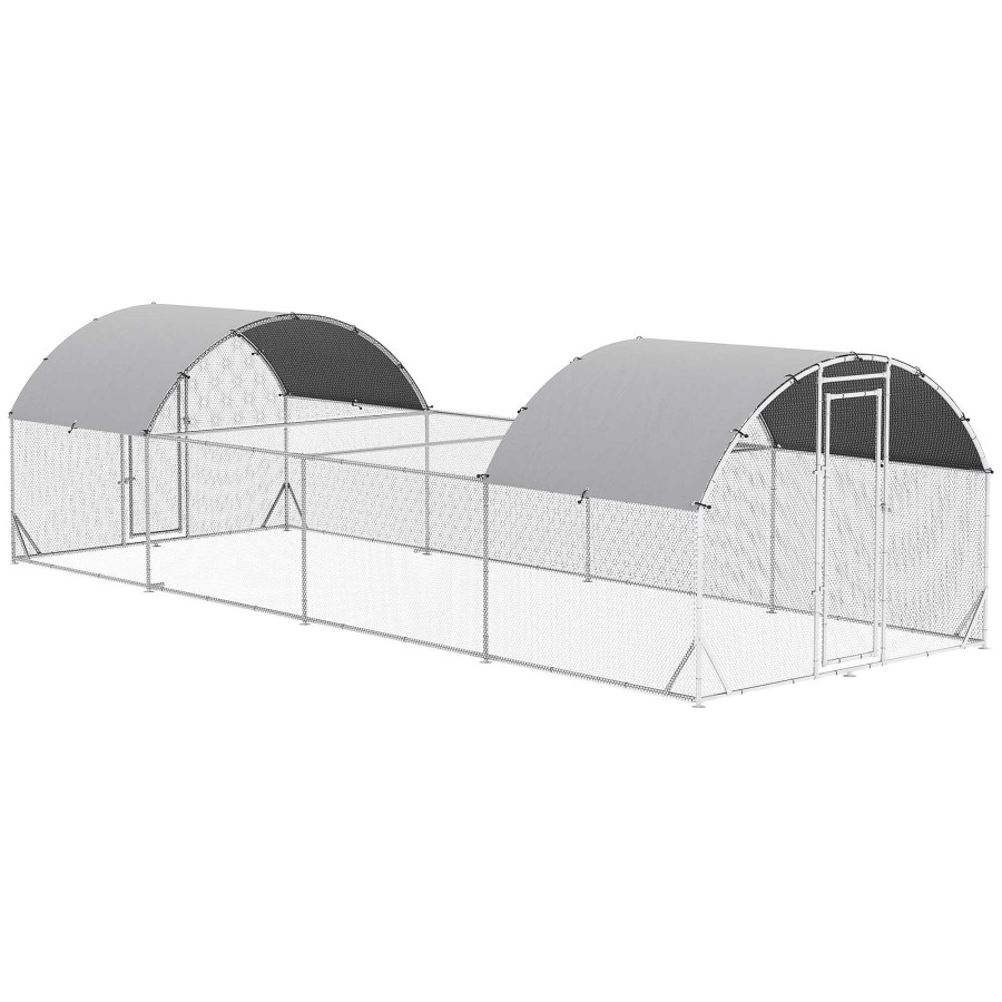 Otros Animales PawHut Gallinas Y Aves De Corral | Pawhut Gallinero De Acero Galvanizado Para Exterior Para Conejo