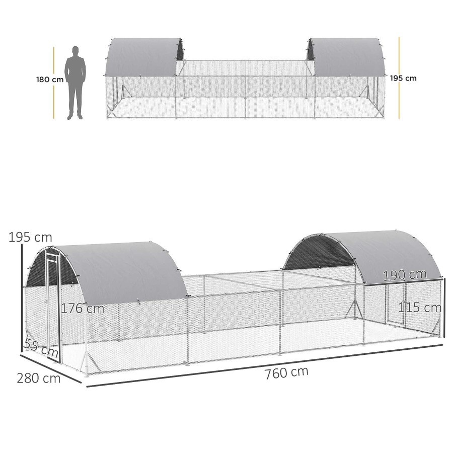 Otros Animales PawHut Gallinas Y Aves De Corral | Pawhut Gallinero De Acero Galvanizado Para Exterior Para Conejo