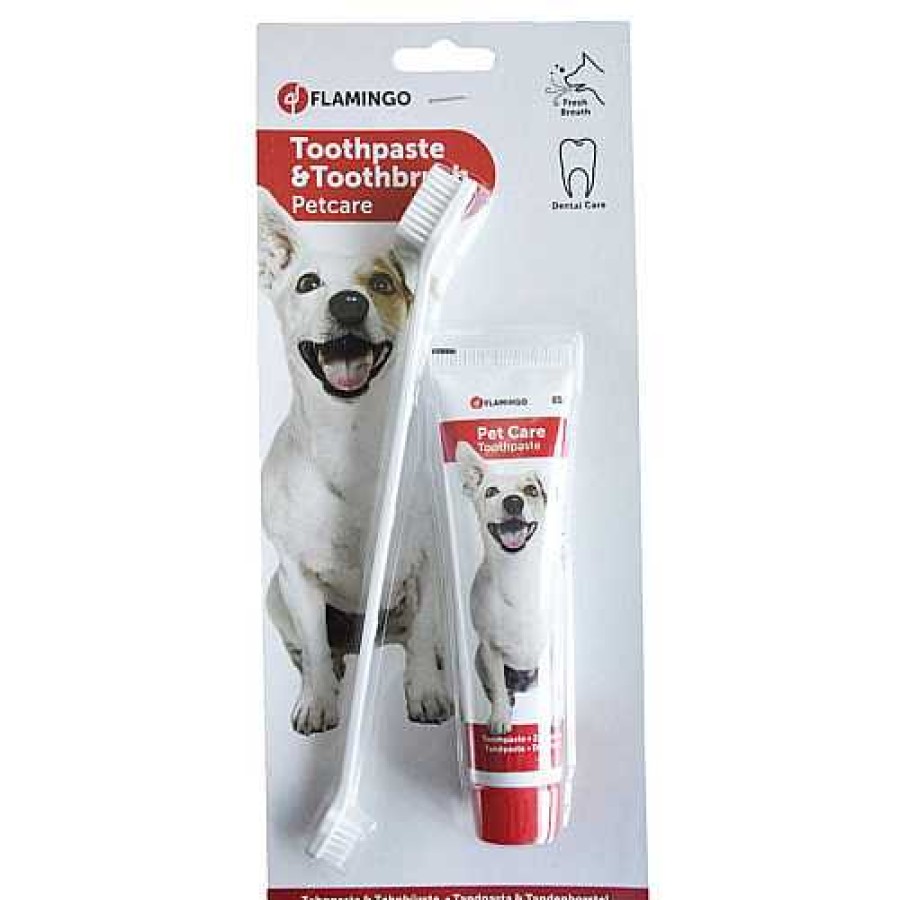 Perros Flamingo Salud Dental | Flamingo Pasta Y Cepillo De Dientes Para Perros