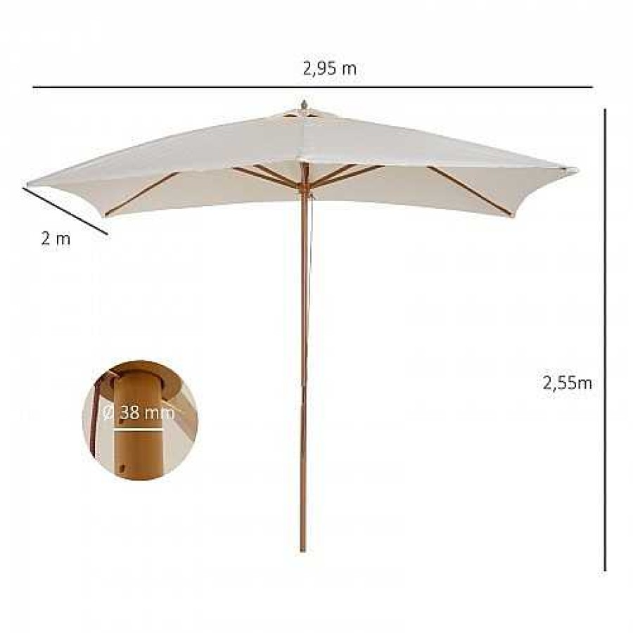 Otros Animales Outsunny Decoraci N | Sombrilla Parasol Outsunny Para Jard N Color Crema