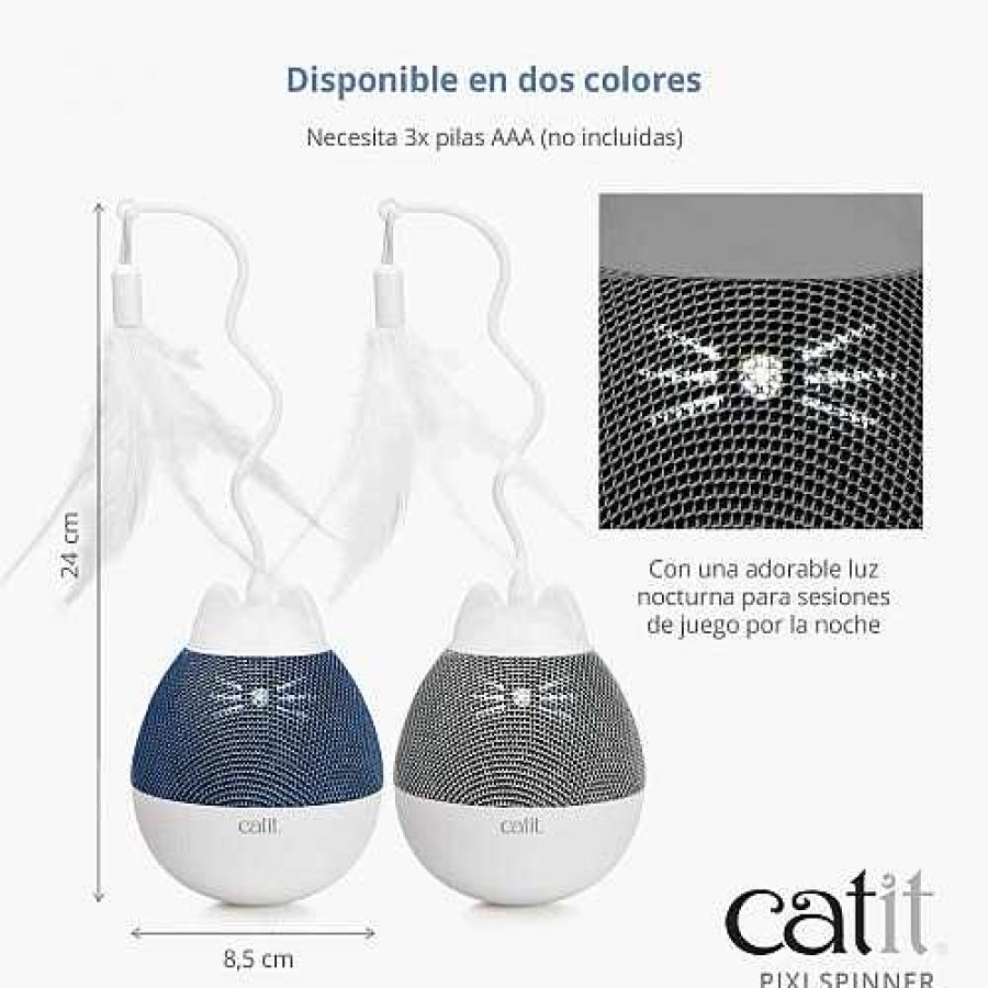 Gatos Catit Dispensadores De Snacks | Cat It Pixi Spinner Juguete Y Porta Golosinas Gris Para Gatos