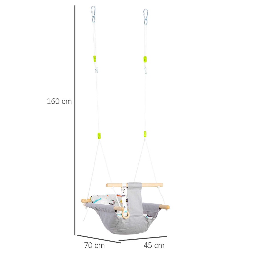 Otros Animales Outsunny Muebles | Outsunny Columpio De Madera Y Con Altura Ajustable Para Beb S