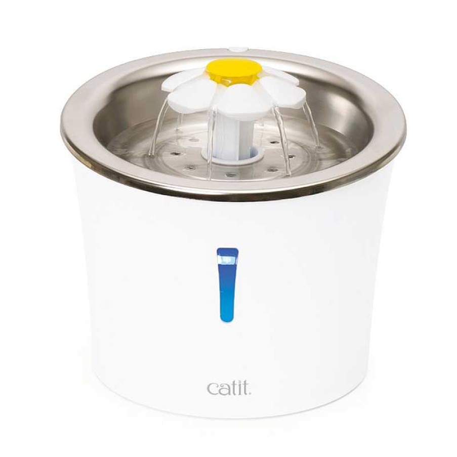 Gatos CATIT Comederos Y Bebederos | Catit Flower Foruntain Led De Acero Inoxidable 3L Para Gatos