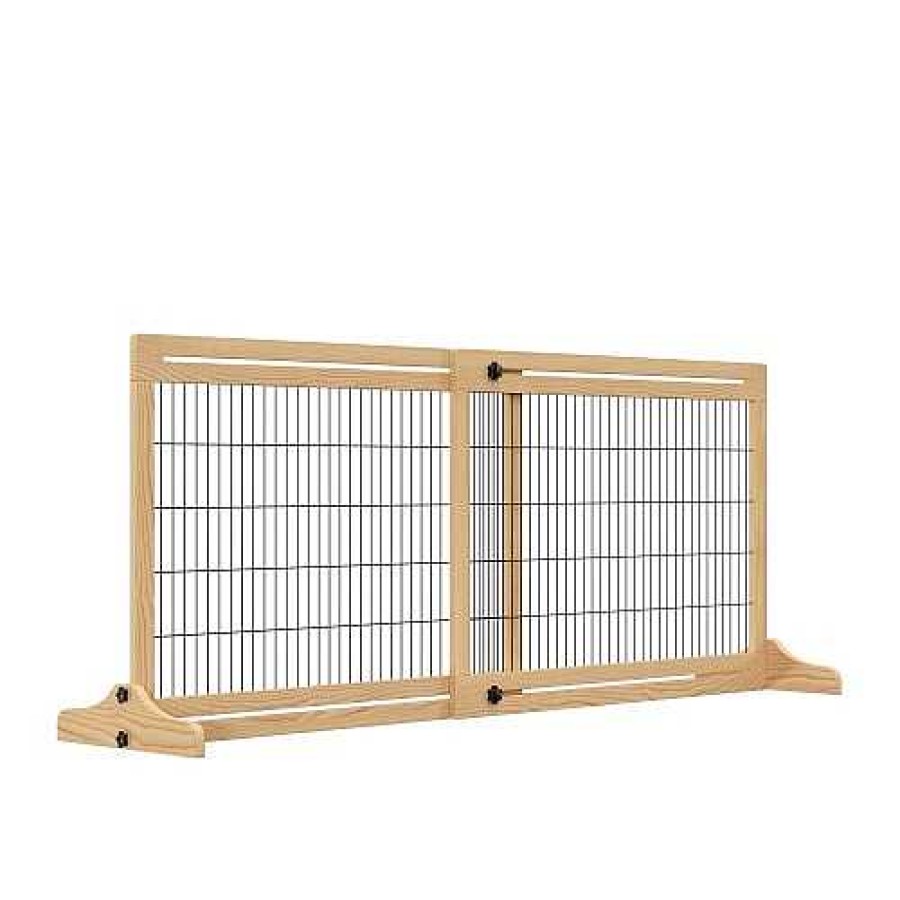 Perros PawHut Puertas Para Perros | Pawhut Barrera De Seguridad Extensible De Madera Para Perros