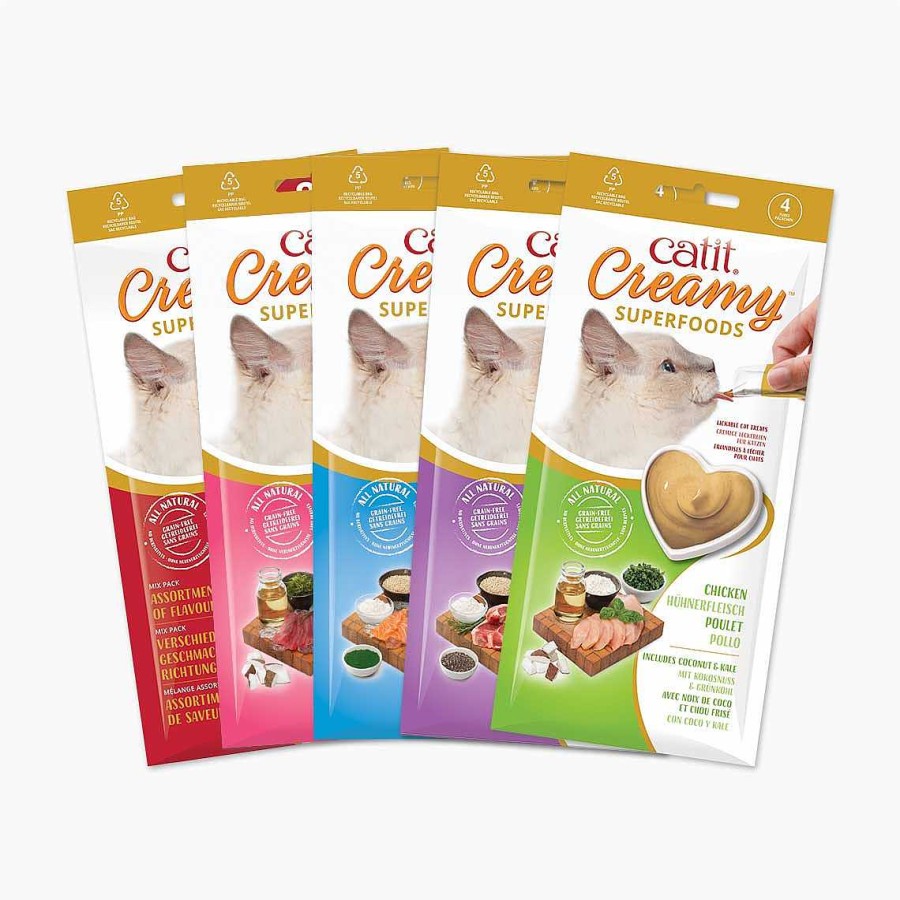 Gatos Catit Maltas | Catit Creamy Snack Liquido Con Superalimentos Con Salm N Y Quinoa Para Gatos