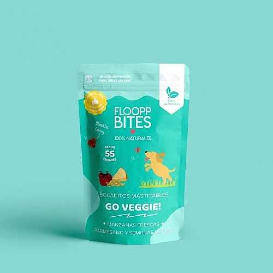 Perros Flooppbites Sin Cereales | Flooppbites Soft Snacks Naturales Sabor Carrot Cake Y Go Veggie Para Perros