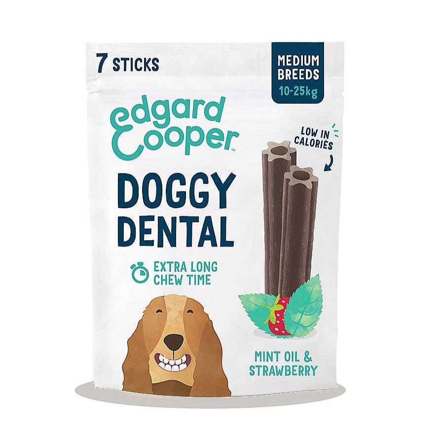 Perros Edgard & Cooper Dentales | Edgard & Cooper Barritas Dentales Menta Y Fresa Para Perros Medianos