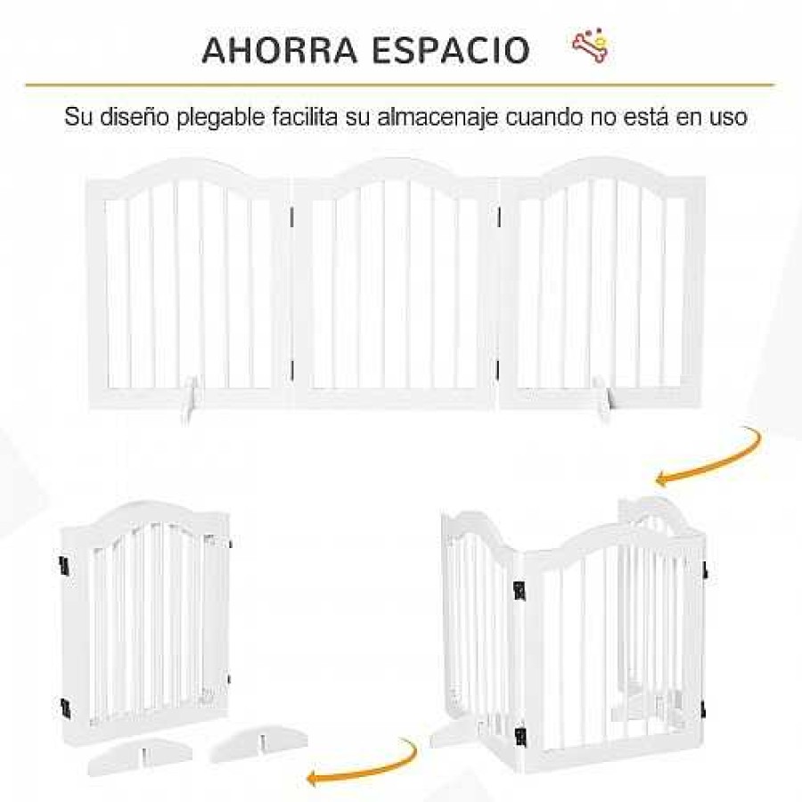 Perros PawHut Puertas Para Perros | Barrera De Protecci N Para Escaleras Color Blanco