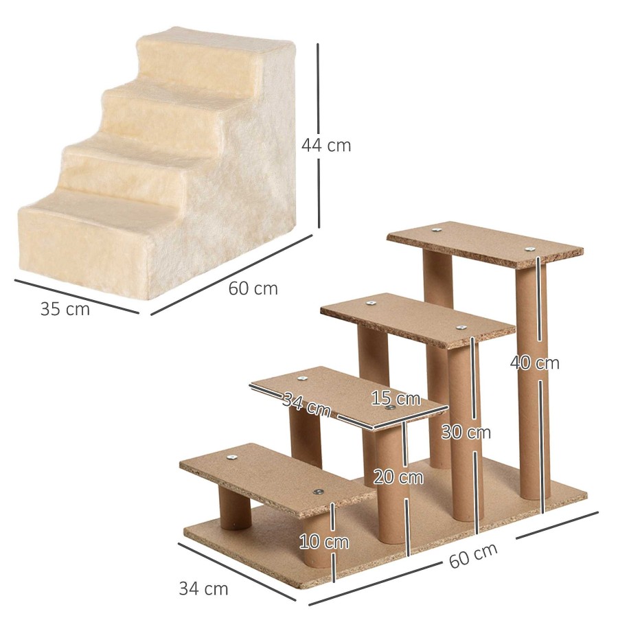 Perros PawHut Limpieza Hogar | Pawhut Escalera Beige Para Perros