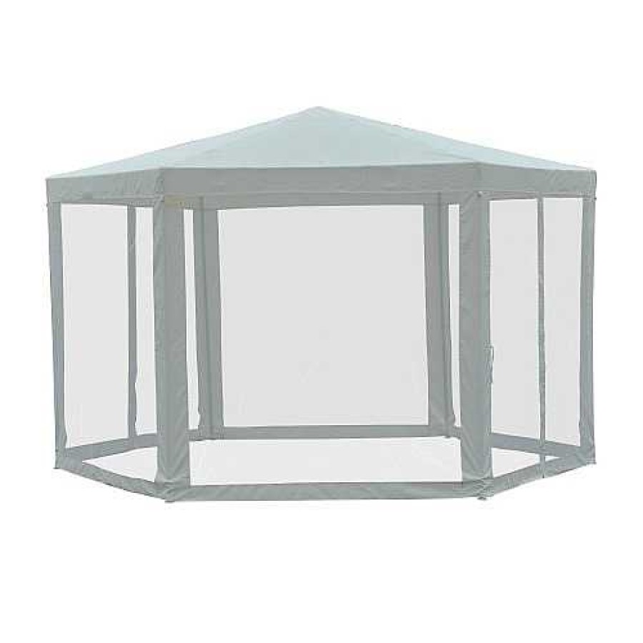 Otros Animales Outsunny Mobiliario De Jard N | Carpa Hexagonal Con Mosquitera Color Crema