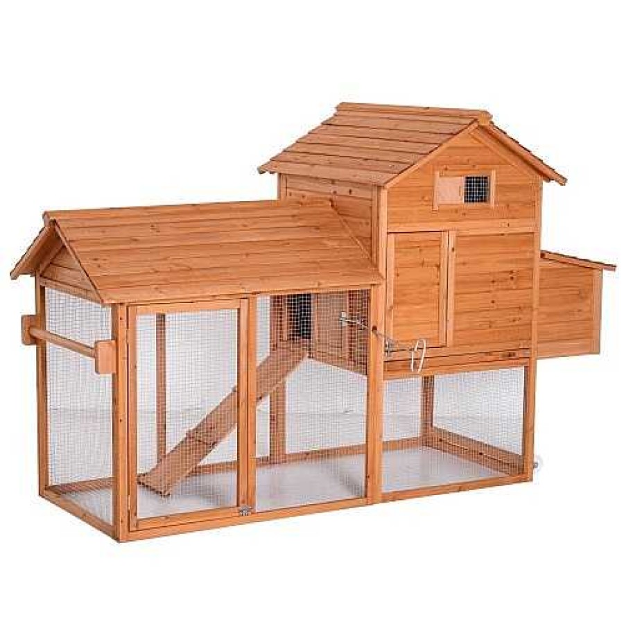 Otros Animales PawHut Gallinas Y Aves De Corral | Gallinero Integrado Run Pawhut Color Madera