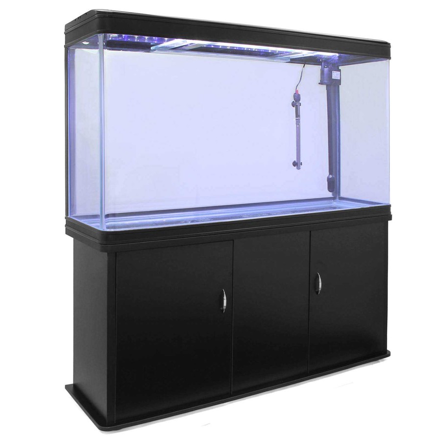 Otros Animales MonsterShop Acuarios | Monstershop Acuario Completo Con Mueble Negro Para Peces