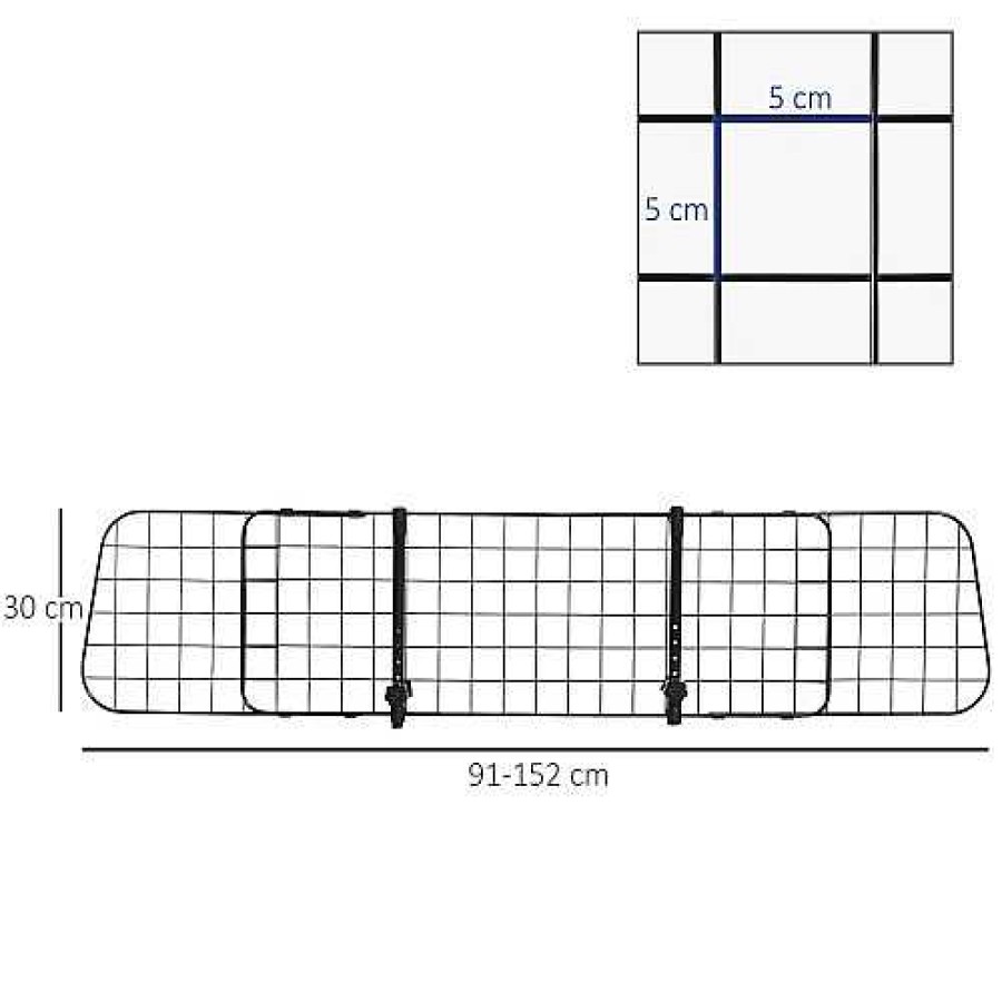 Perros PawHut Accesorios Coche Y Viajes | Pawhut Rejilla De Seguridad Extensible Grande Para Coche Para Perros