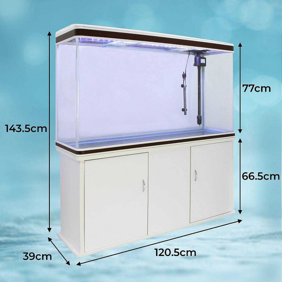 Otros Animales MonsterShop Acuarios | Monstershop Acuario Completo Con Mueble Blanco Para Peces