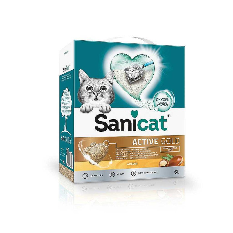 Gatos Sanicat Arena Aglomerante | Sanicat Bentonita Aglomerante Aroma Active Gold Para Gato