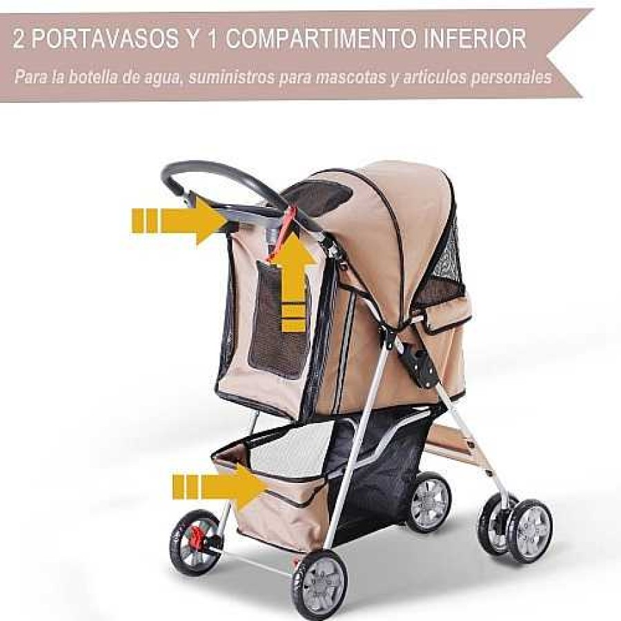 Perros PawHut Transportines Para Perros | Cochecito Plegable Pawhut Para Mascotas Color Caf