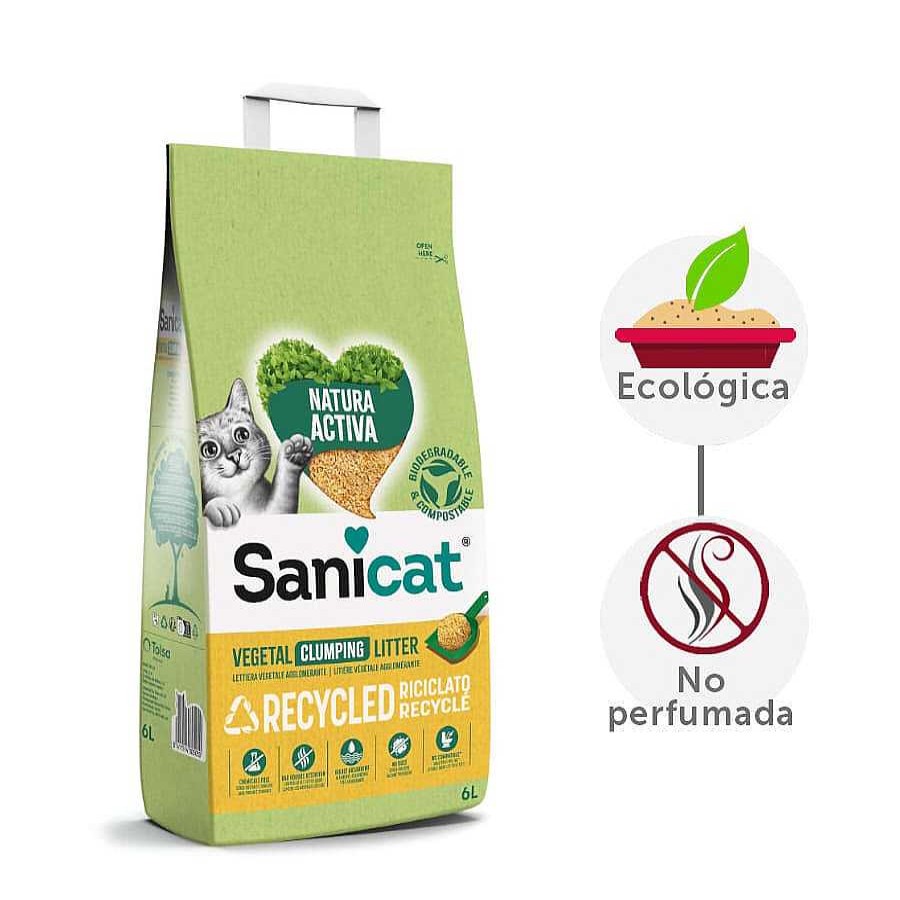 Gatos Sanicat Arena Aglomerante | Sanicat Natura Activa Recycled Arena Para Gatos