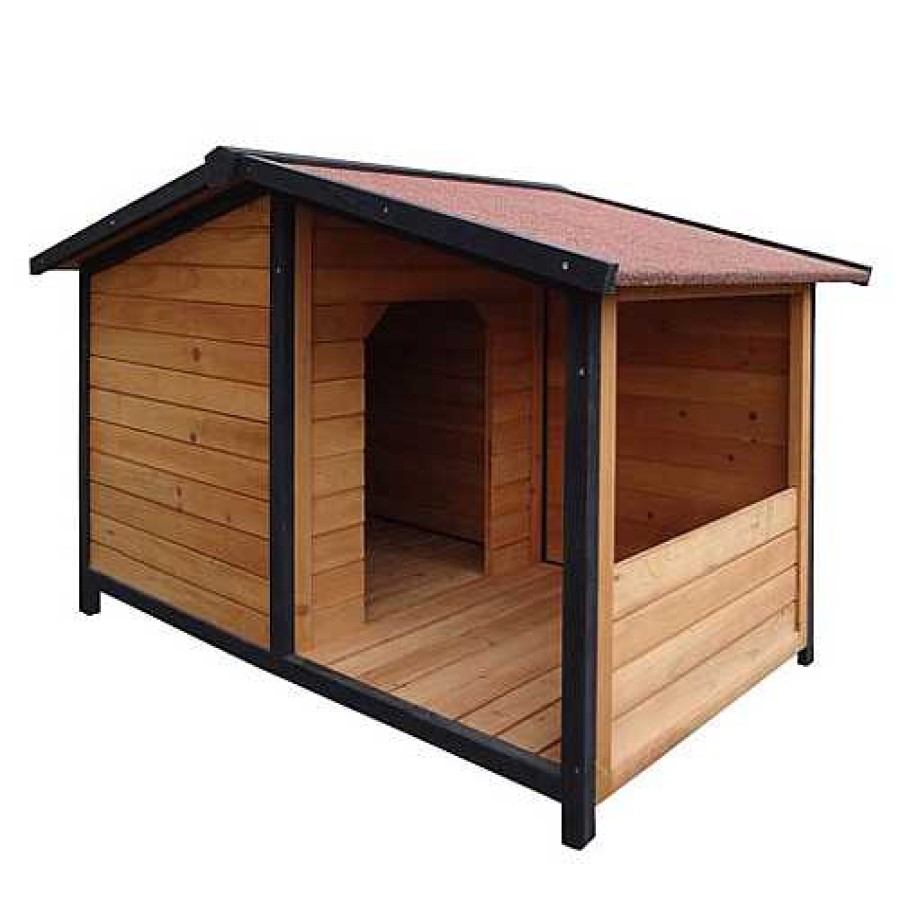 Perros TK-Pet Casetas Para Perros | Tk-Pet Rocky Caseta De Madera Con Patio Para Perros