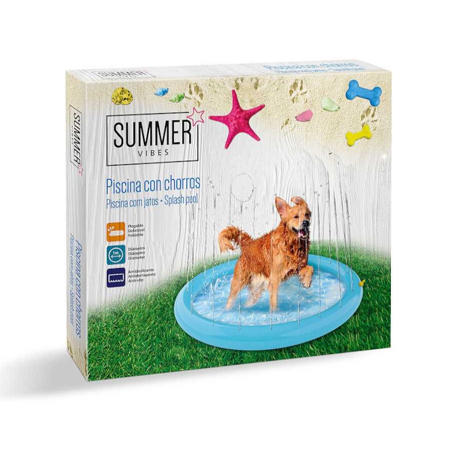 Perros Summer Vibes Ocio Y Tiempo Libre | Summer Vibes Doggy Splash Piscina Con Chorros Para Perros