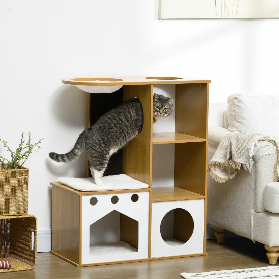 Gatos PawHut Camas Para Gatos | Pawhut Rbol Rascador De Madera Para Gatos