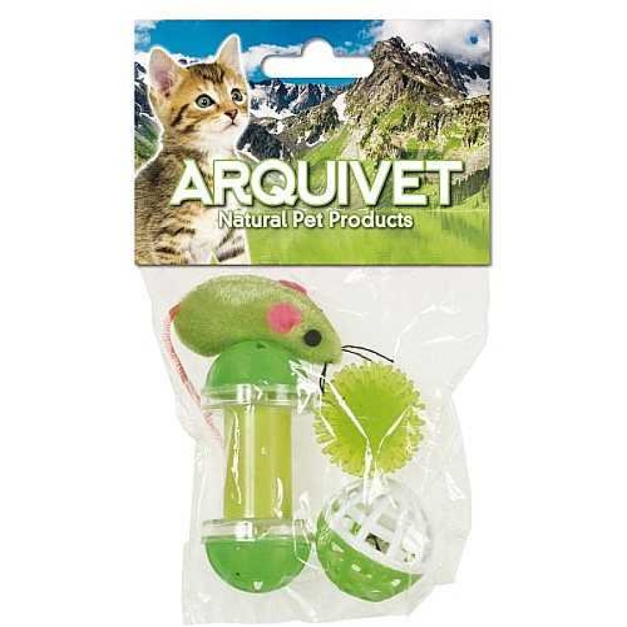 Gatos Arquivet Ratones De Juguete | Pack De 4 Juguetes Variados Color Verde