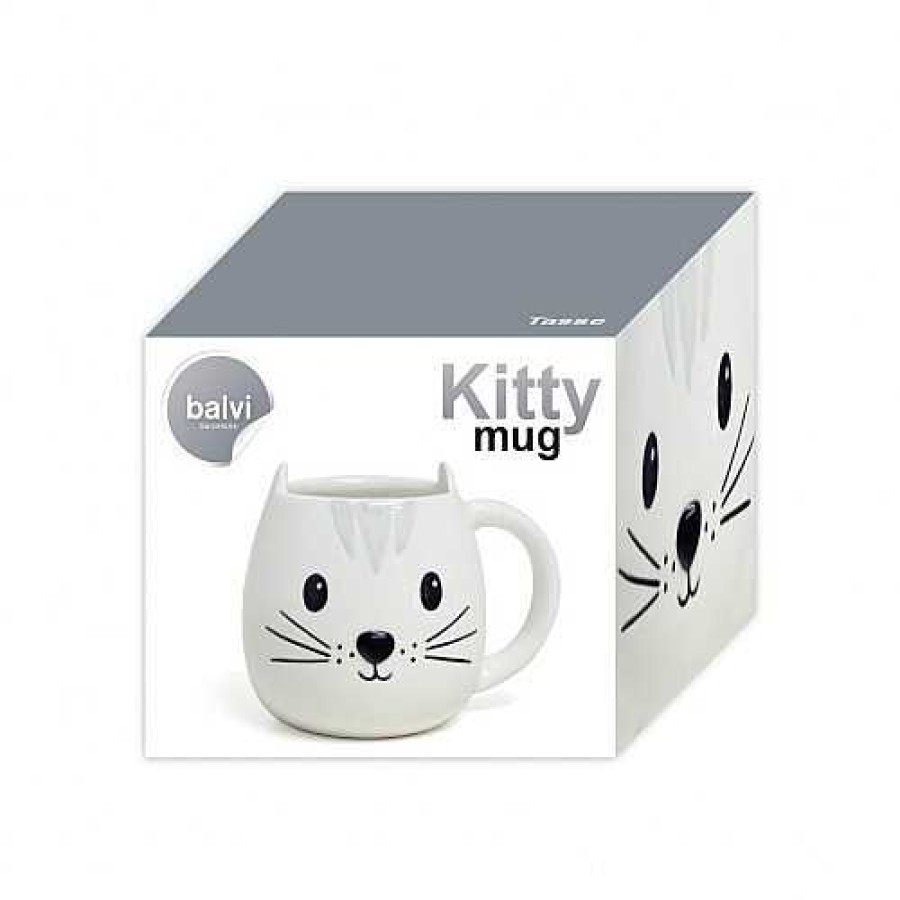 Otros Animales Balvi Menaje Hogar | Taza Kitty En Forma De Cabeza De Gato Color Blanco