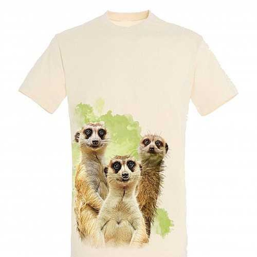 Otros Animales Ralf Nature Moda Y Complementos | Camiseta Unisex Beige Con Estampado De Suricatos