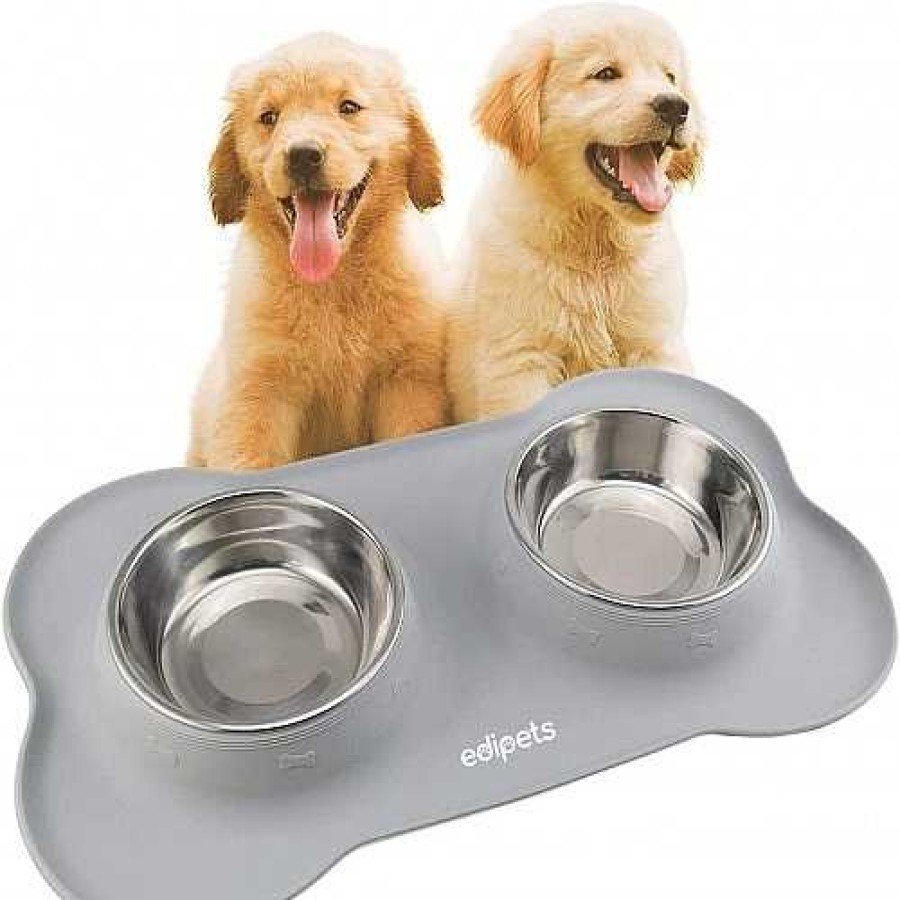 Perros Edipets Comederos Y Bebederos | Edipets Comedero De Acero Inoxidable Gris Para Perros