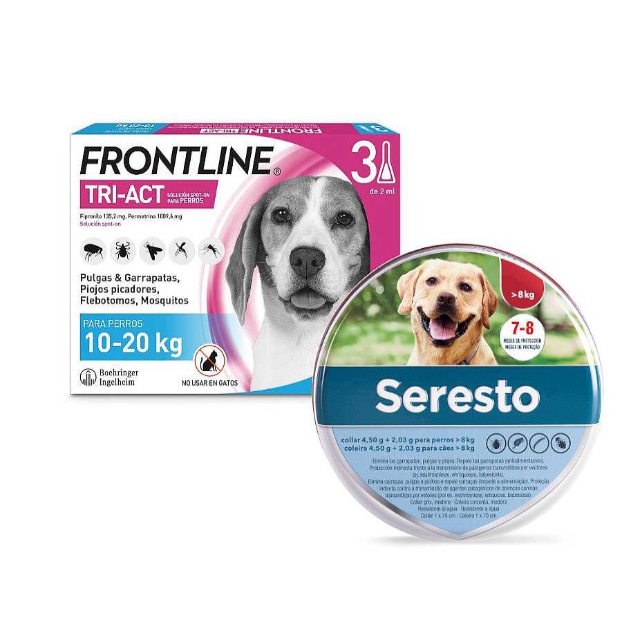 Perros Seresto + Frontline Antiparasitarios | Seresto Collar Antiparasitario Y Frontline Tri-Act Pipetas Para Perros - Pack