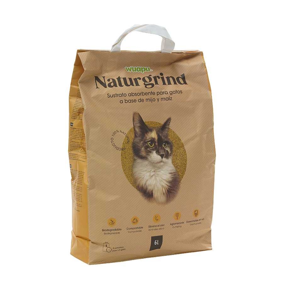 Gatos WUAPU Arena Aglomerante | Wuapu Naturgrind Sustrato Absorbente Para Gatos