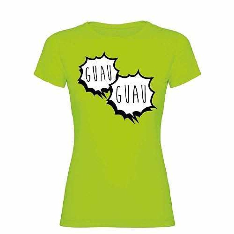 Otros Animales Thepetlover Moda Y Complementos | Camiseta Mujer "Guau, Guau" Color Verde