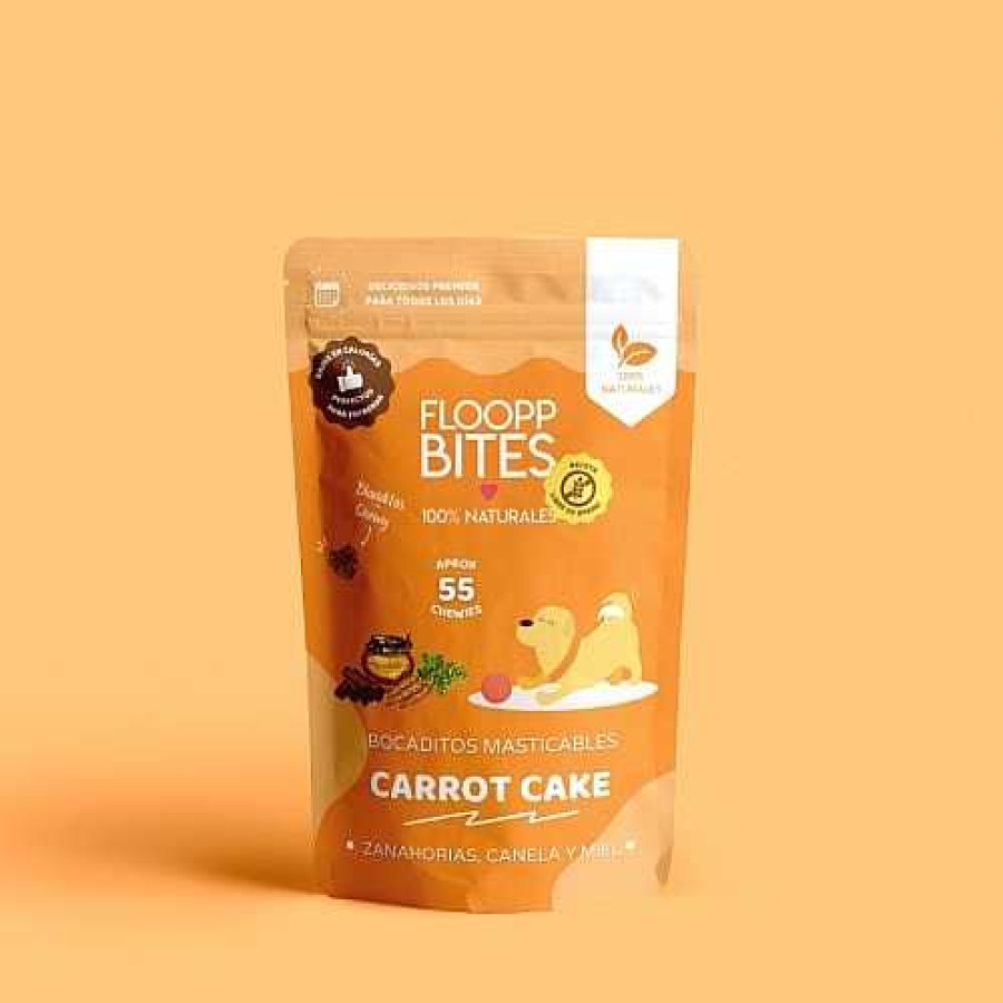 Perros Flooppbites Sin Cereales | Flooppbites Soft Snacks Naturales Carrot Cake Para Perros