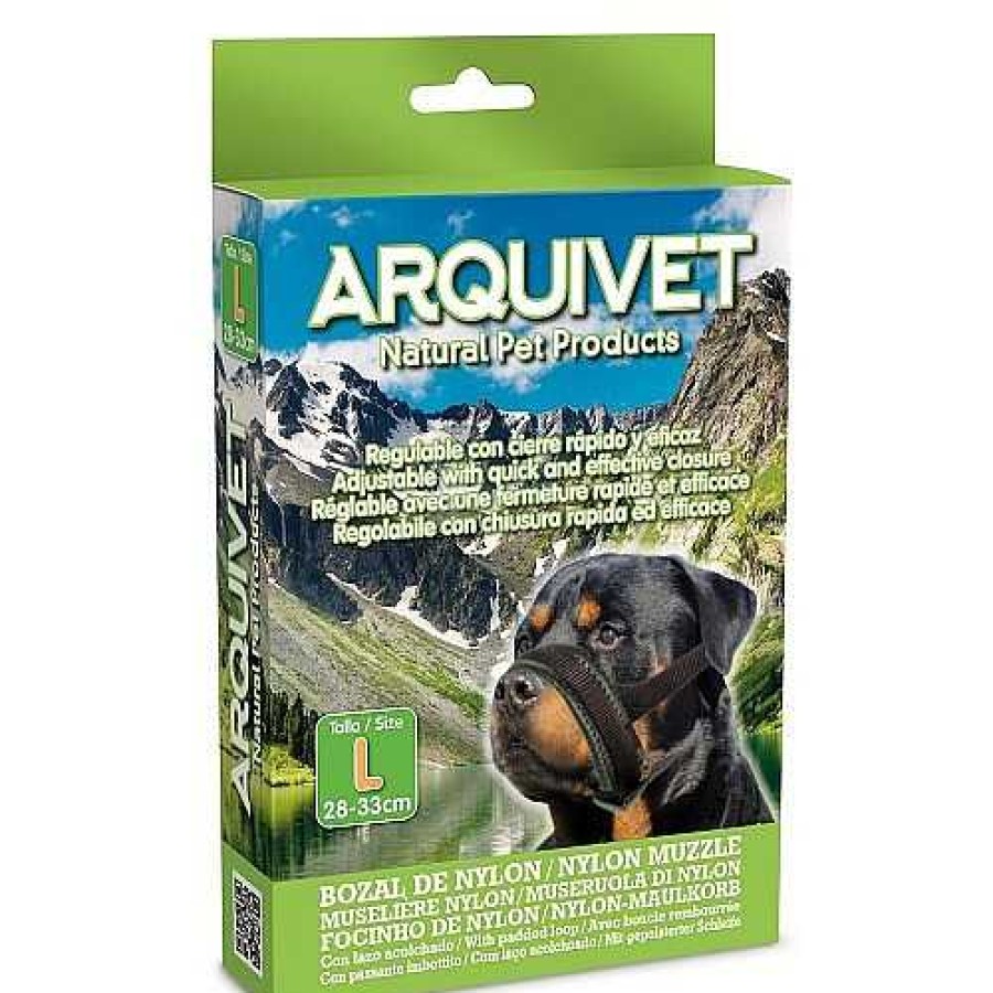 Perros Arquivet Bozales | Bozal De Nylon Con Lazo Acolchado Para Perros Color Negro