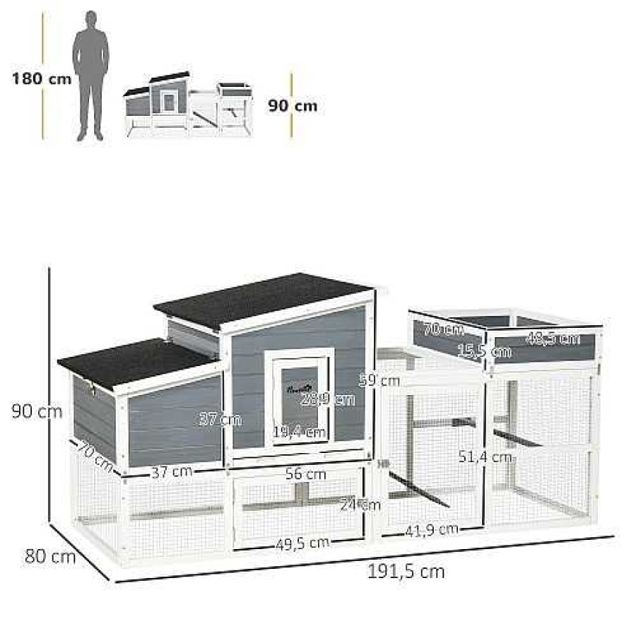 Otros Animales PawHut Jaulas | Pawhut Gallinero Exterior De Madera Con Jaula Para 2 Gallinas