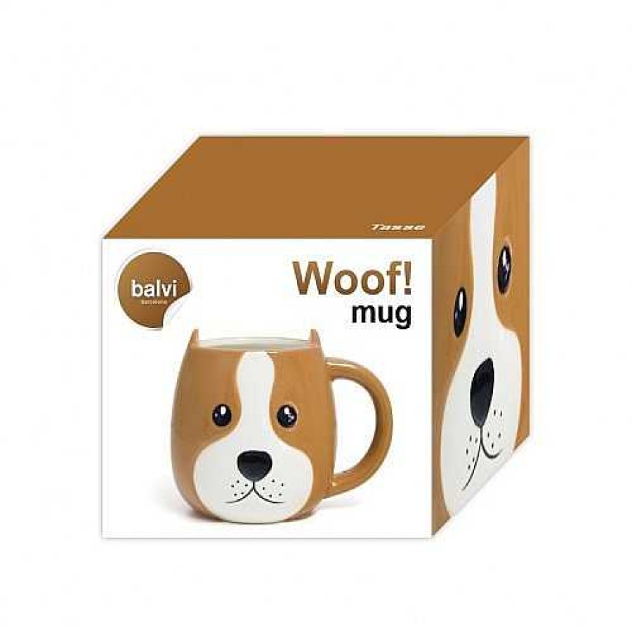 Otros Animales Balvi Menaje Hogar | Mug Woof! Taza En Forma De Cabeza De Perro Color Marr N