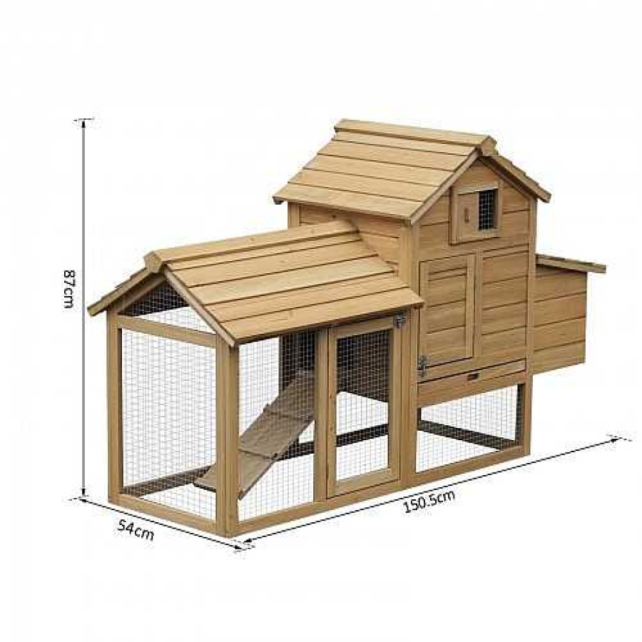 Otros Animales PawHut Gallinas Y Aves De Corral | Gallinero Pawhut Para Jard N Con Zona Exterior E Interior De Madera