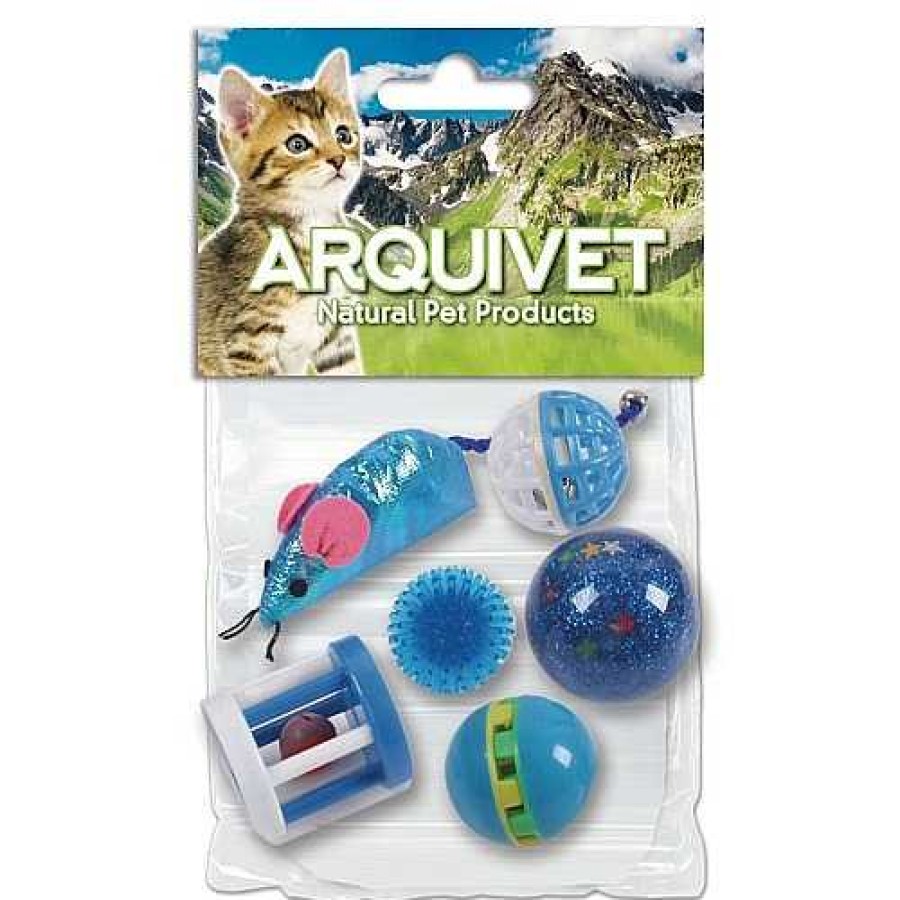 Gatos Arquivet Ratones De Juguete | Kit 6 Juguetes Para Gatos Color Azul