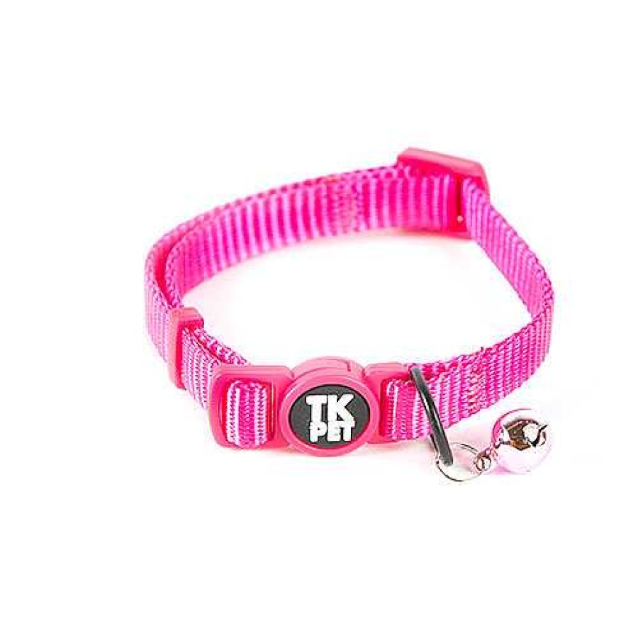 Gatos TK-Pet Accesorios De Paseo | Tk-Pet Classic Collar Nylon Con Cascabel Rosa Para Gatos