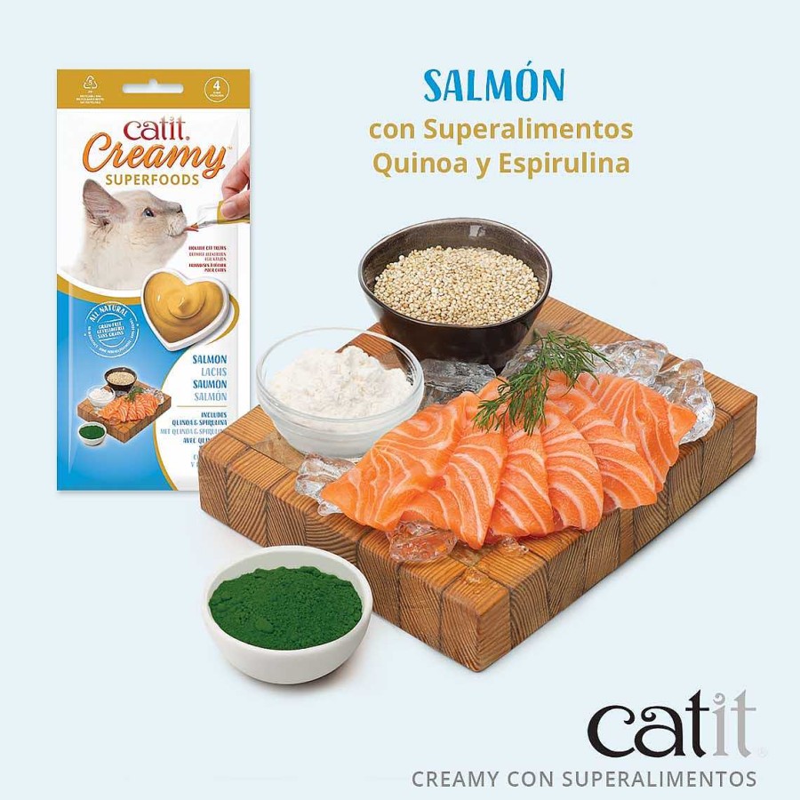 Gatos Catit Maltas | Catit Creamy Snack Liquido Con Superalimentos Con Salm N Y Quinoa Para Gatos