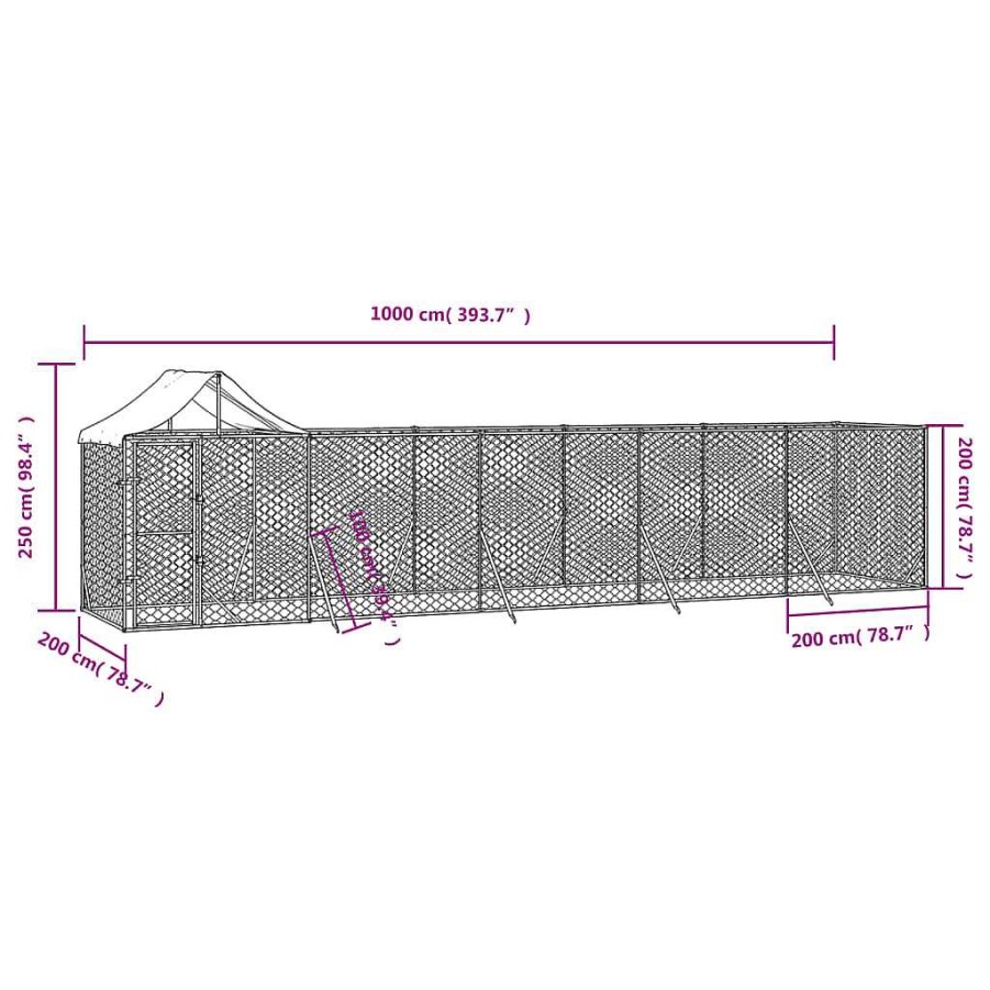 Perros vidaxl Transportines Para Perros | Vidaxl Perrera De Exterior Con Techo Galvanizado Plata