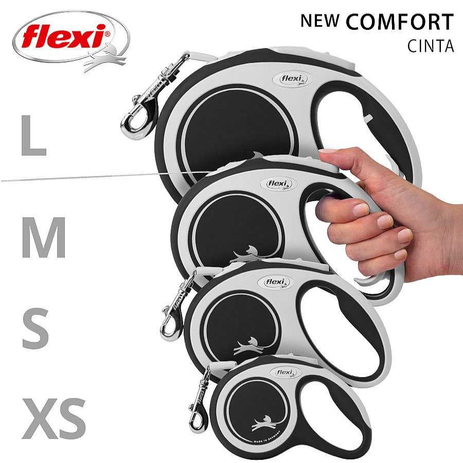 Perros Flexi Correas Para Perros | Flexi New Comfort Correa Extensible Gris Para Perros