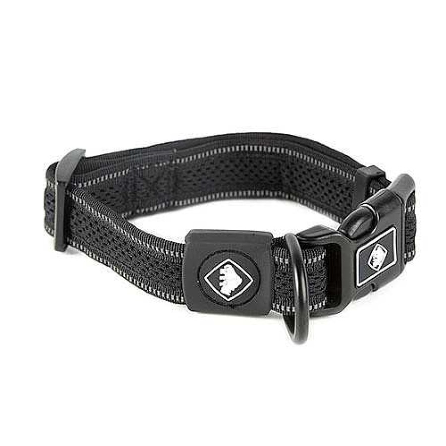 Perros TK-Pet Collares Y Arneses | Tk-Pet Reflective Comfort Collar Negro Para Perros