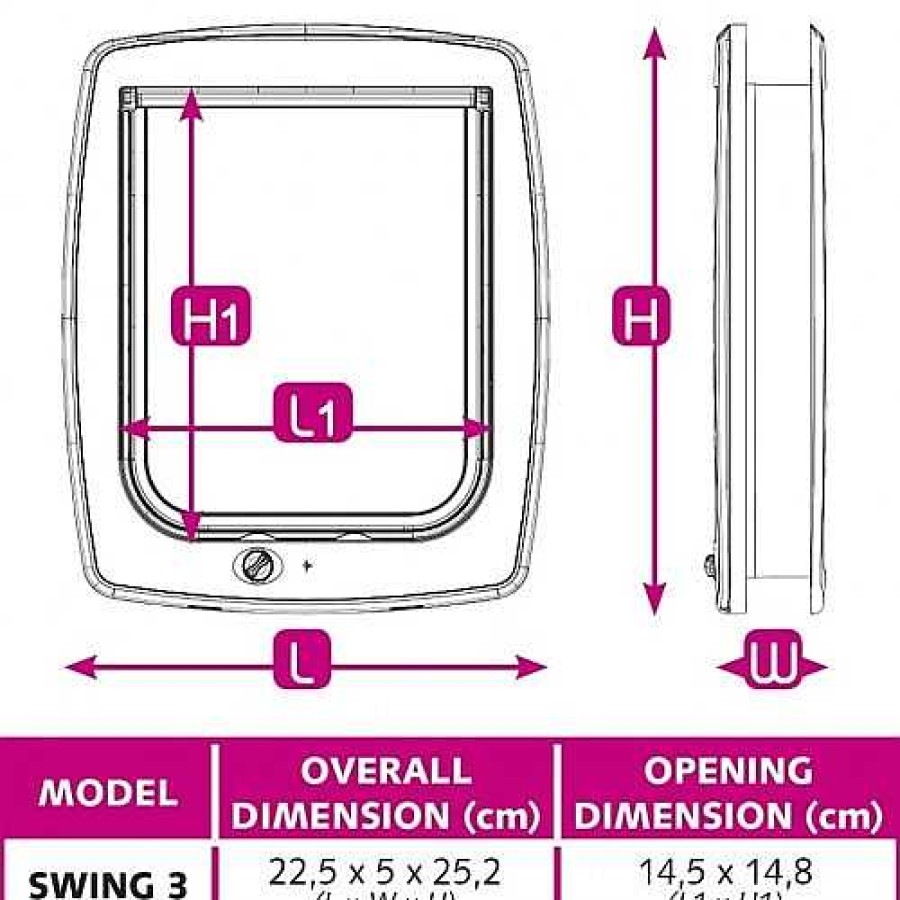 Gatos Ferplast Puertas Para Gatos | Puerta Gatera Swing 3B Para Mascotas Color Blanco