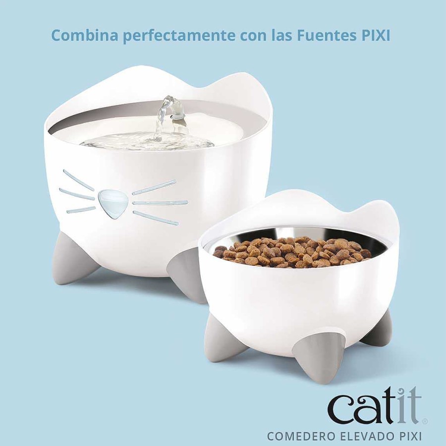 Gatos Catit Comederos Y Bebederos | Catit Comedero Elevado Para Gatos Catit Pixi Para Gatos