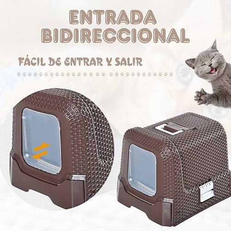 Gatos PawHut Areneros | Arenero De Pl Stico Pawhut Para Gatos Color Caf