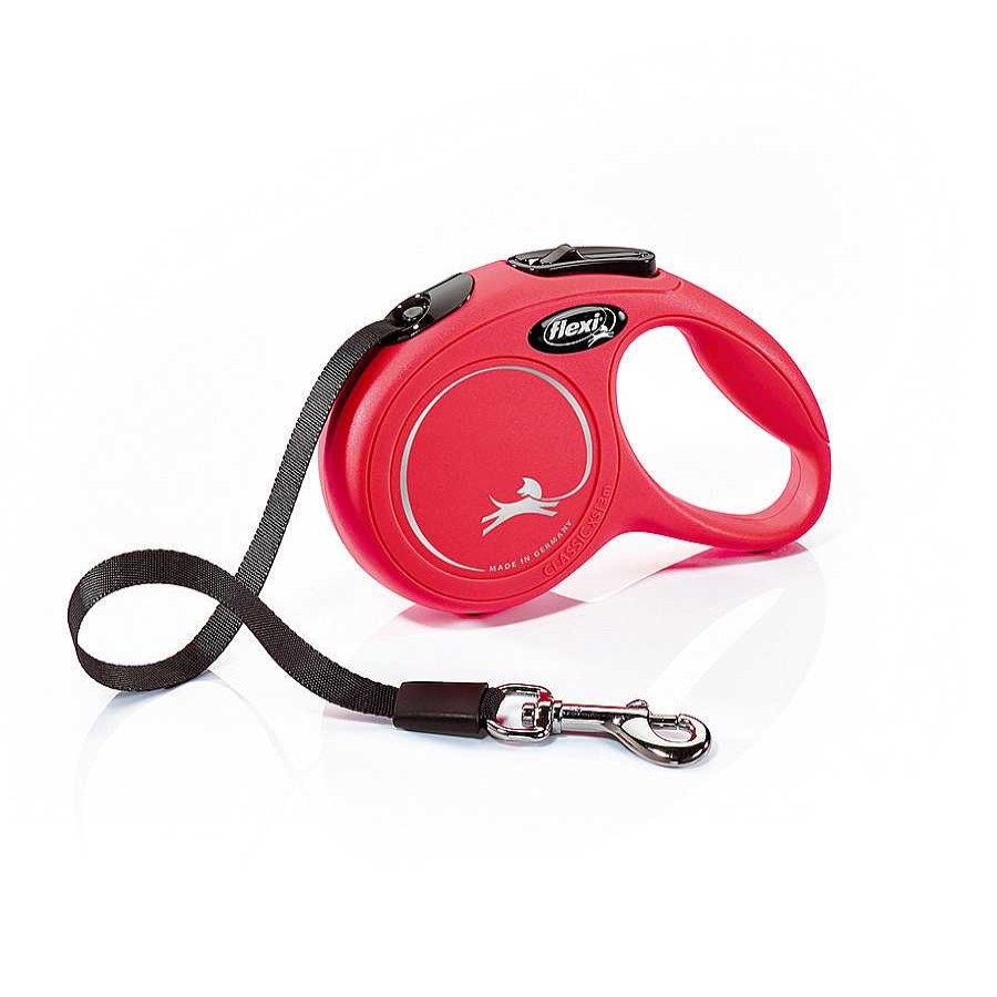 Perros Flexi Correas Para Perros | Flexi New Classic Correa Extensible De Cinta Roja Para Perros