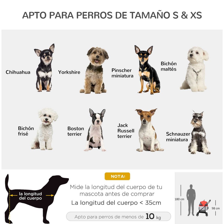 Perros PawHut Transportines Para Perros | Pawhut Cochecito Rojo 3 En 1 Para Mascotas